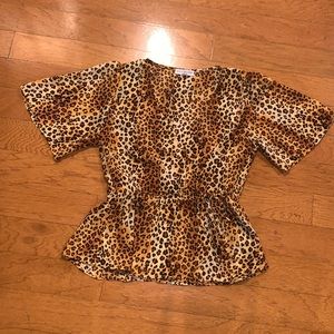 Socialite Animal Print Tie Front Blouse Size XS